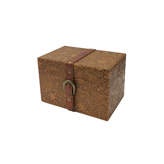 Brown Floral Embossed Faux Leather Box by Ashland®